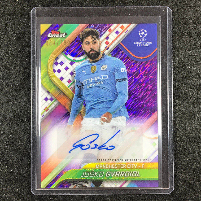 2024-25 Topps Finest UEFA Club Comp JOSKO GVARDIOL Auto Purple Shimmer 64/199