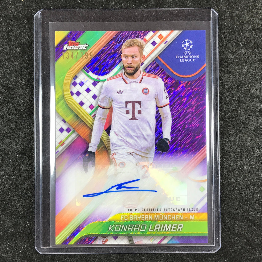 2024-25 Topps Finest UEFA Club Comp KONRAD LAIMER Auto Purple Shimmer 134/199
