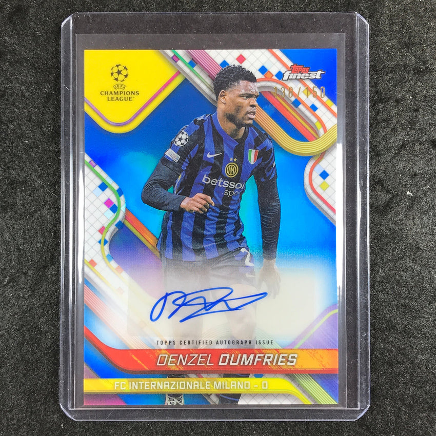 2024-25 Topps Finest UEFA Club Comp DENZEL DUMFRIES Base Auto Blue 138/150