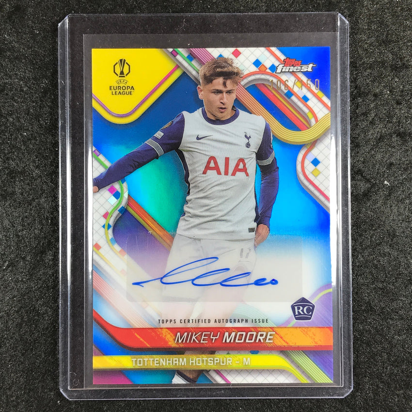 2024-25 Topps Finest UEFA Club Comp MIKEY MOORE Base Rookie Auto Blue 106/150
