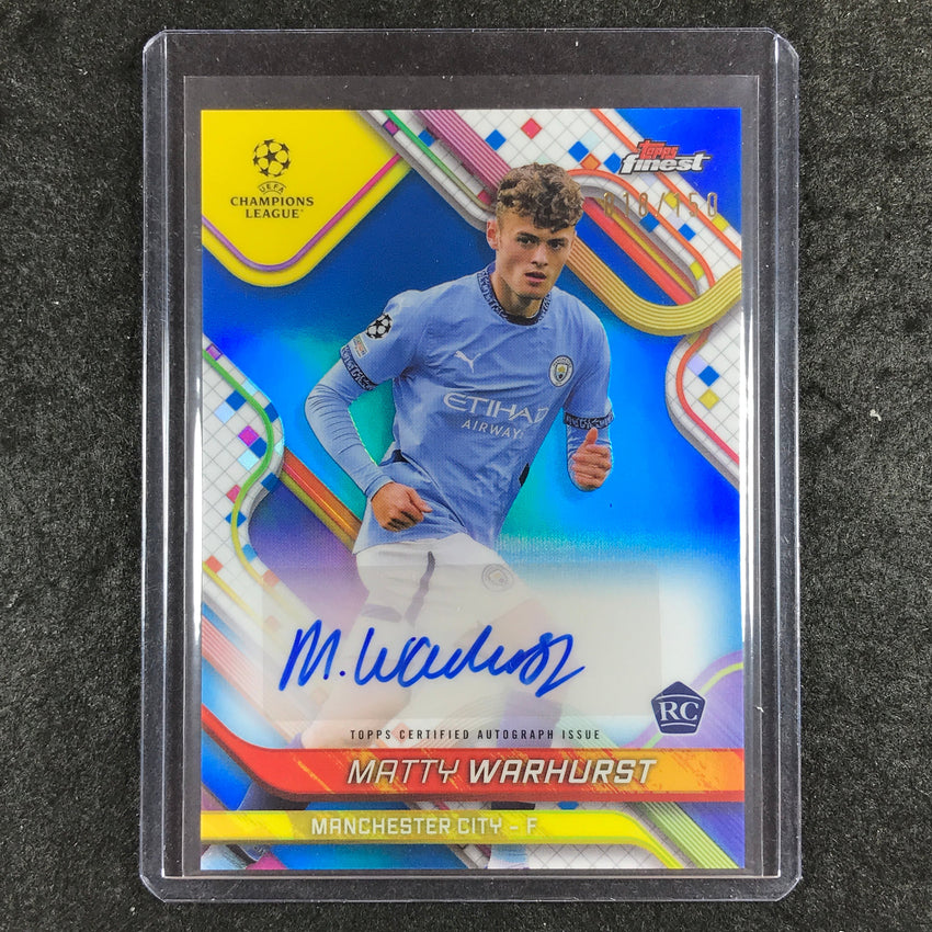 2024-25 Topps Finest UEFA Club Comp MATTY WARHURST Base Rookie Auto Blue 18/150