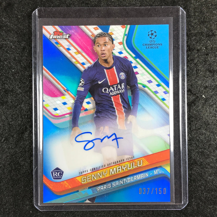 2024-25 Topps Finest UEFA Club Comp SENNY MAYULU Base Rookie Auto Blue 37/150