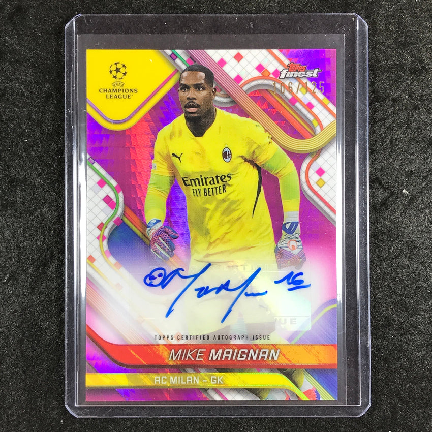 2024-25 Topps Finest UEFA Club Comp MIKE MAIGNAN Base Auto Pink Prism 106/125