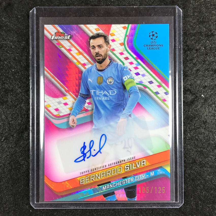 2024-25 Topps Finest UEFA Club Comp BERNARDO SILVA Base Auto Pink Prism 105/125