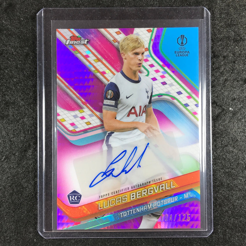 2024-25 Topps Finest UEFA Club Comp LUCAS BERGVALL Rookie Auto Pink 104/125