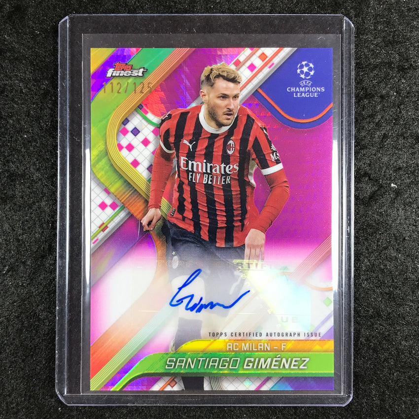 2024-25 Topps Finest UEFA Club Comp SANTIAGO GIMENEZ Auto Pink Prism 112/125