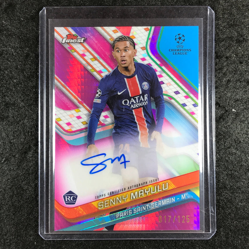 2024-25 Topps Finest UEFA Club Comp SENNY MAYULU Rookie Auto Pink Prism 17/125
