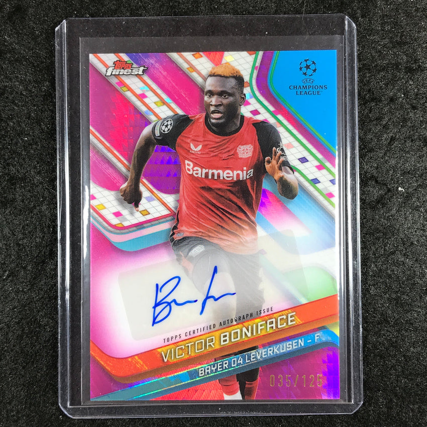 2024-25 Topps Finest UEFA Club Comp VICTOR BONIFACE Base Auto Pink Prism 35/125