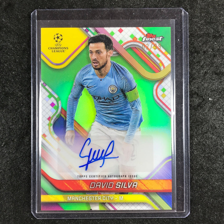 2024-25 Topps Finest UEFA Club Comp DAVID SILVA Base Auto Neon Green 2/99