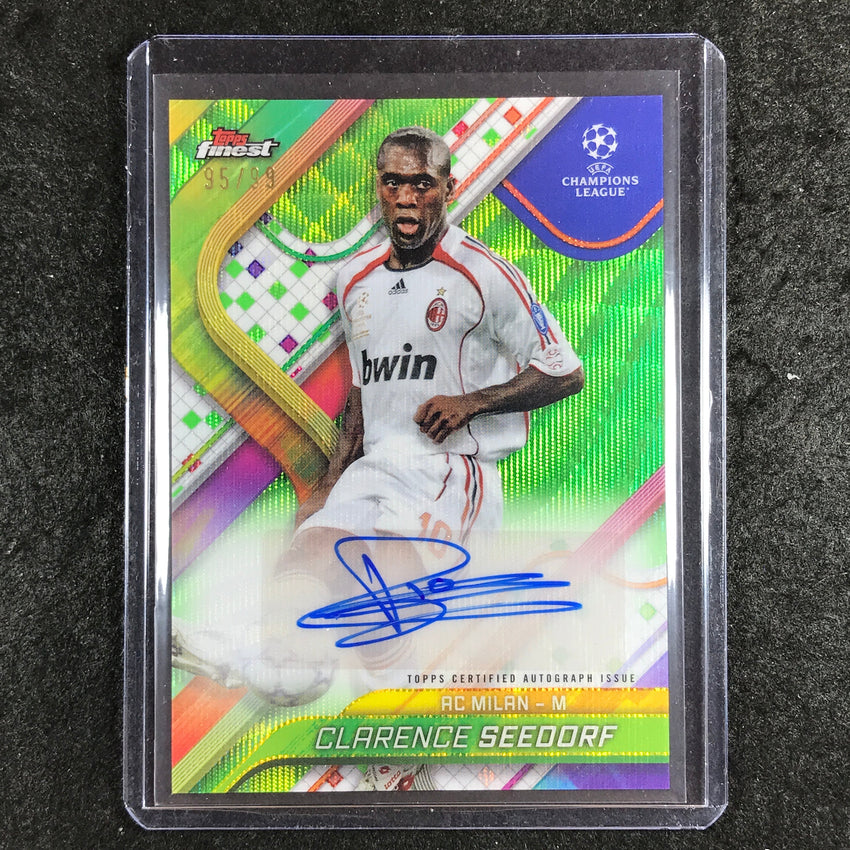 2024-25 Topps Finest UEFA Club Comp CLARENCE SEEDORF Auto Neon Green Wave 95/99