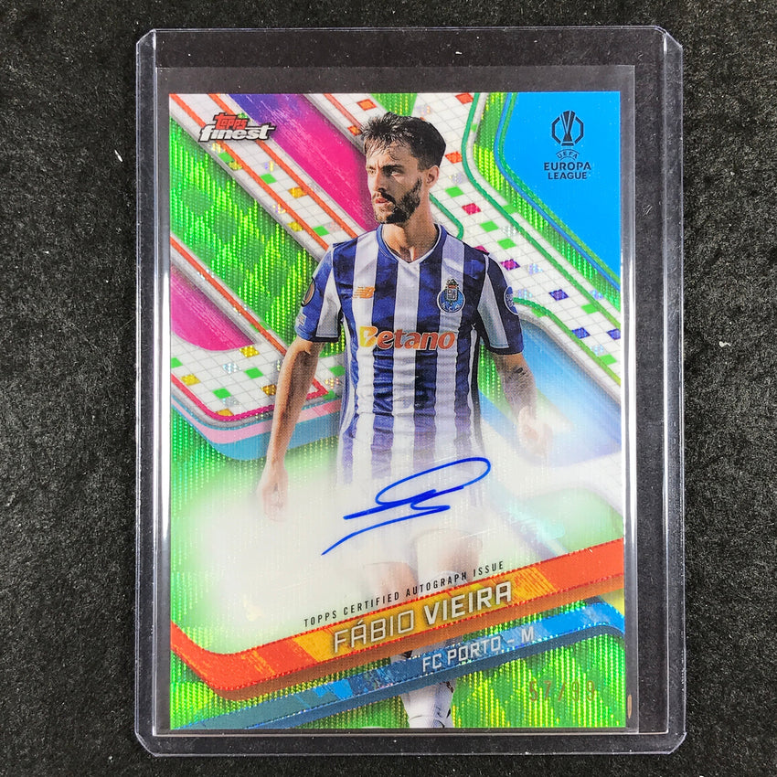 2024-25 Topps Finest UEFA Club Comp FABIO VIEIRA Base Auto Neon Green Wave 57/99