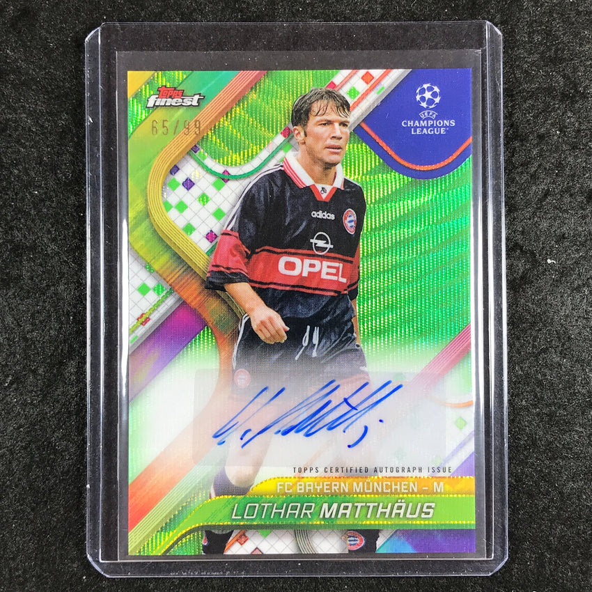 2024-25 Topps Finest UEFA Club Comp LOTHAR MATTHAUS Auto Neon Green Wave 65/99