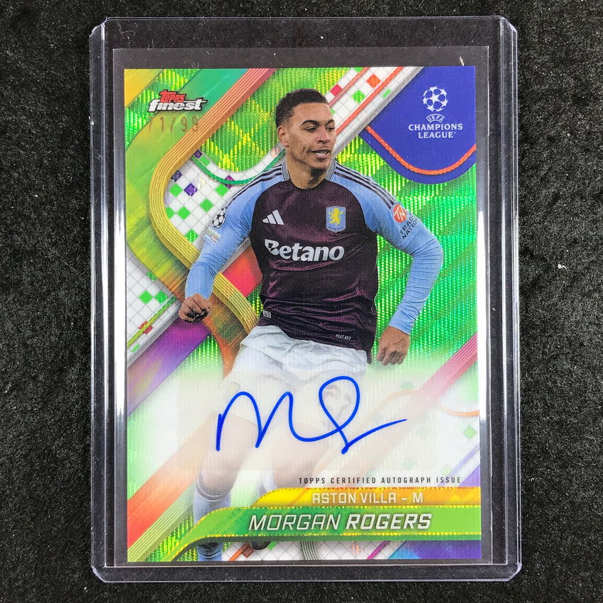 2024-25 Topps Finest UEFA Club Comp MORGAN ROGERS Auto Neon Green Wave 71/99