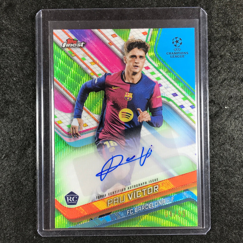 2024-25 Topps Finest UEFA Club Comp PAU VICTOR Rookie Auto Neon Green Wave 54/99