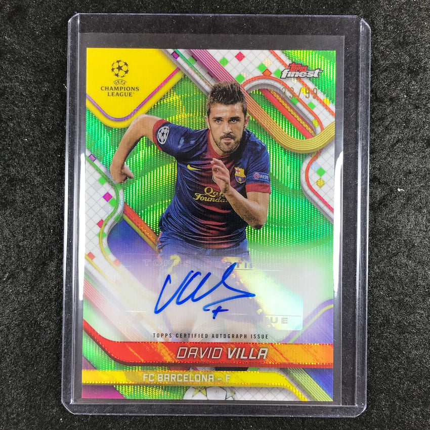 2024-25 Topps Finest UEFA Club Comp DAVID VILLA Base Auto Neon Green Wave 39/99