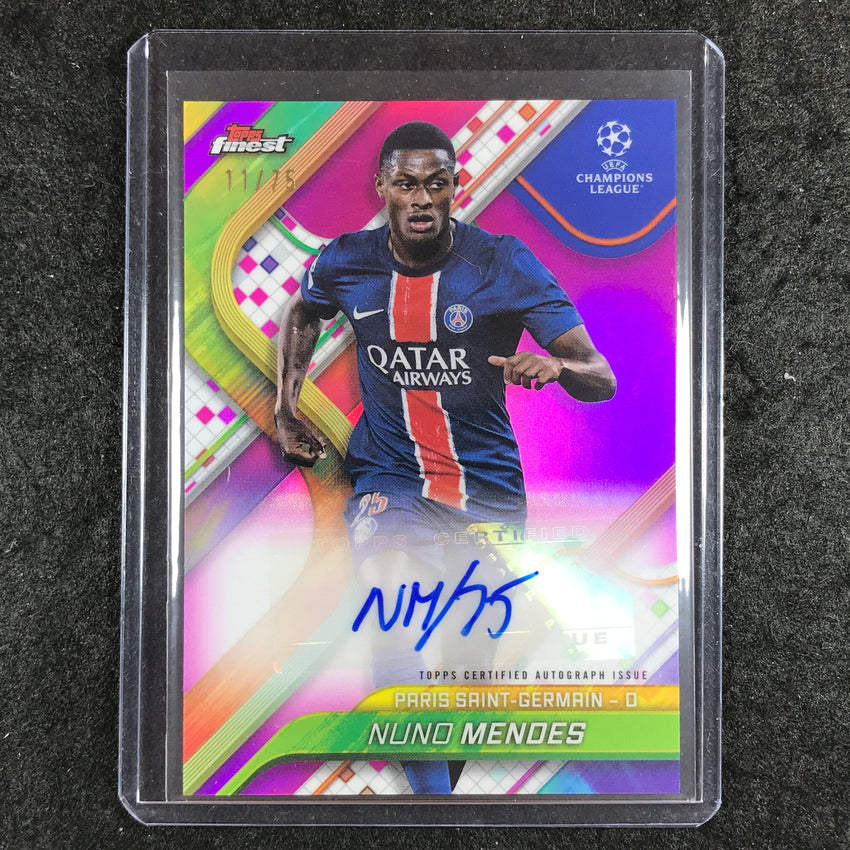 2024-25 Topps Finest UEFA Club Comp NUNO MENDES Base Auto Magenta 11/75
