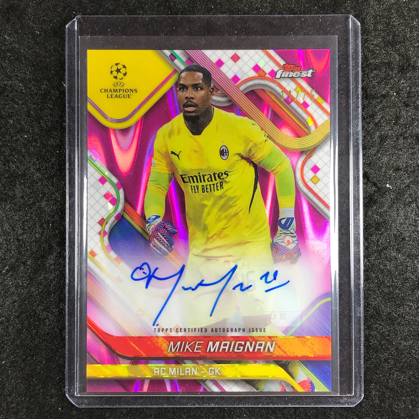 2024-25 Topps Finest UEFA Club Comp MIKE MAIGNAN Base Auto Magenta Wave 11/75