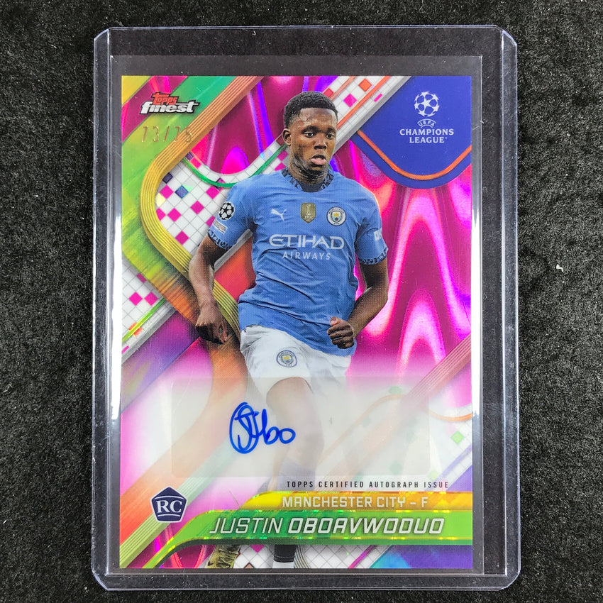 2024-25 Finest UEFA Club Comp JUSTIN OBOAVWODUO Rookie Auto Magenta Wave 73/75