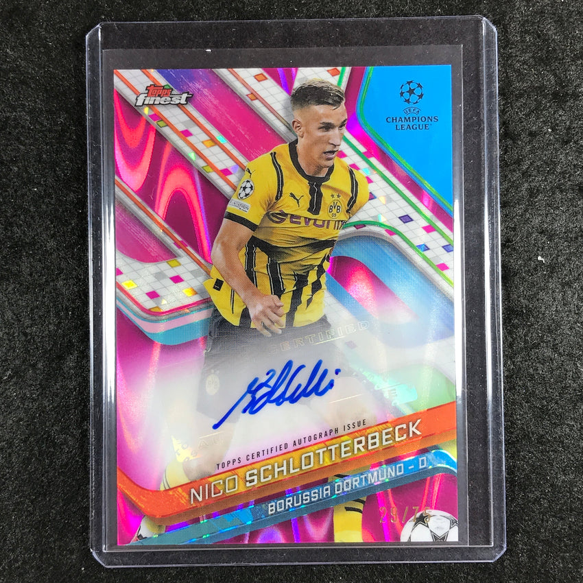 2024-25 Topps Finest UEFA Club Comp NICO SCHLOTTERBECK Auto Magenta Wave 29/75