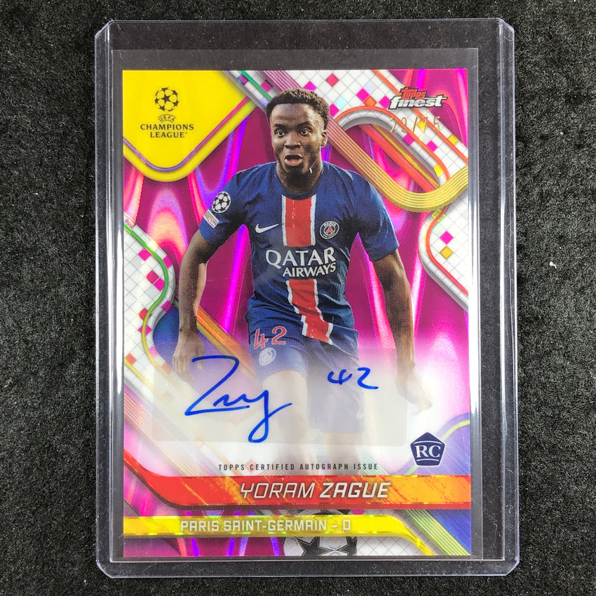 2024-25 Topps Finest UEFA Club Comp YORAM ZAGUE Rookie Auto Magenta Wave 23/75