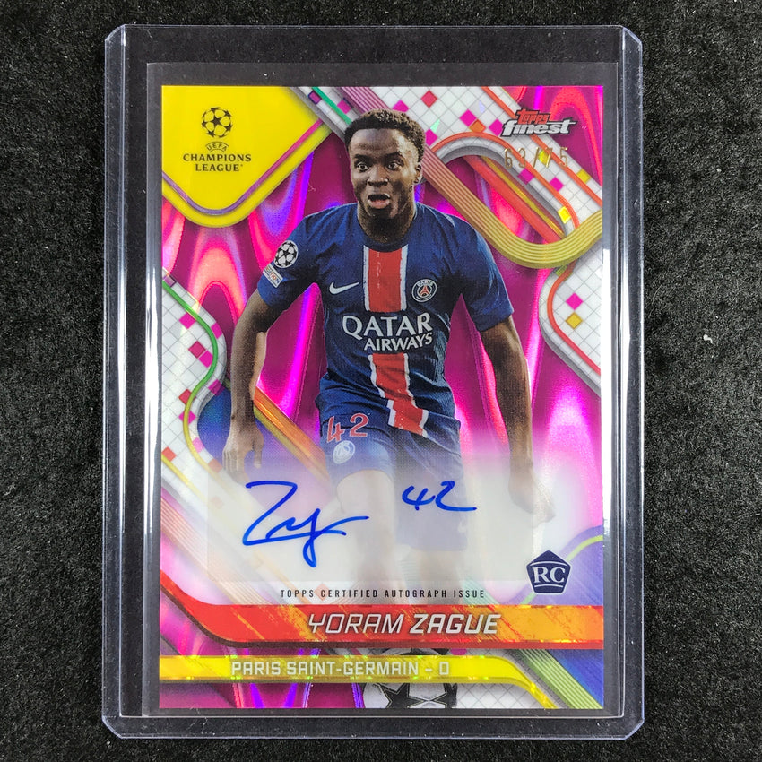 2024-25 Topps Finest UEFA Club Comp YORAM ZAGUE Rookie Auto Magenta Wave 63/75