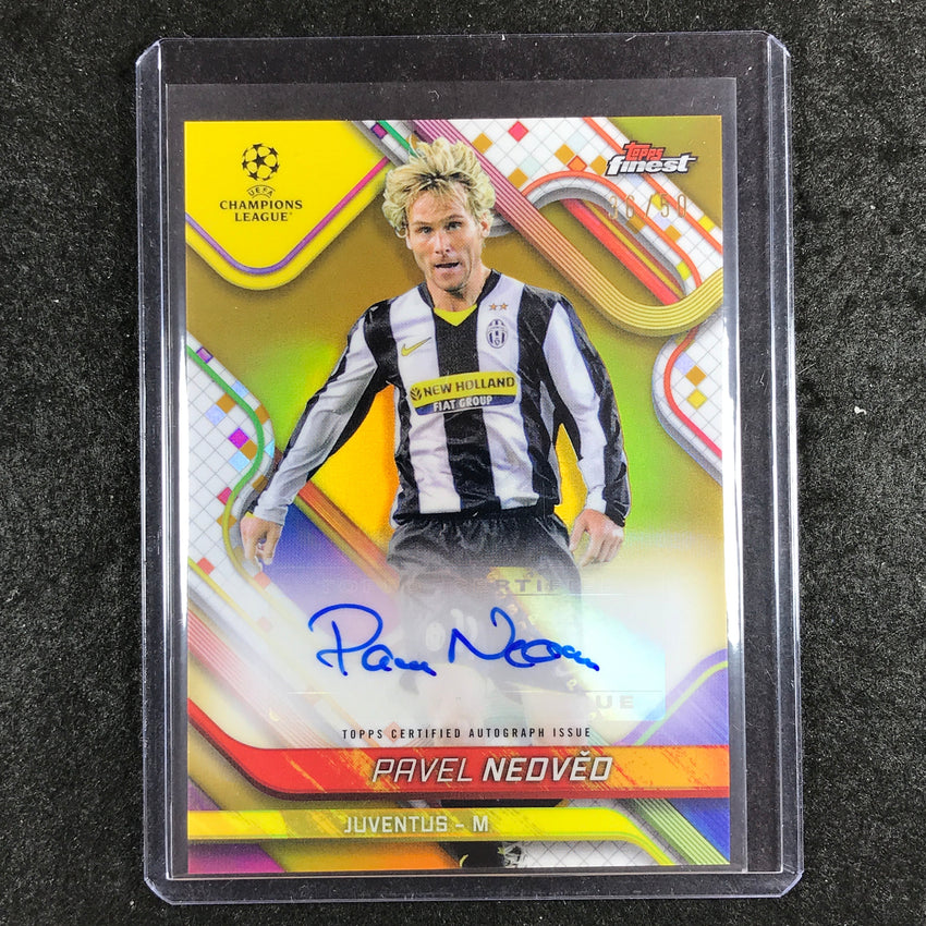2024-25 Topps Finest UEFA Club Comp PAVEL NEDVED Base Auto Gold 36