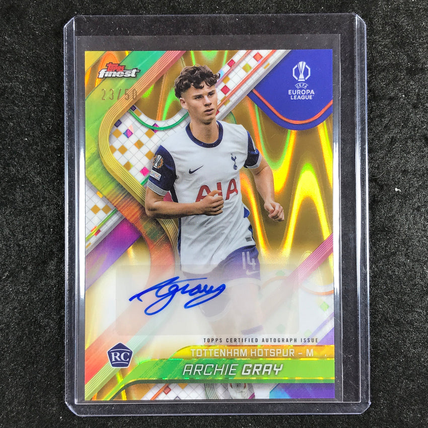 2024-25 Topps Finest UEFA Club Comp ARCHIE GRAY Base Rookie Auto Gold Wave 23/50