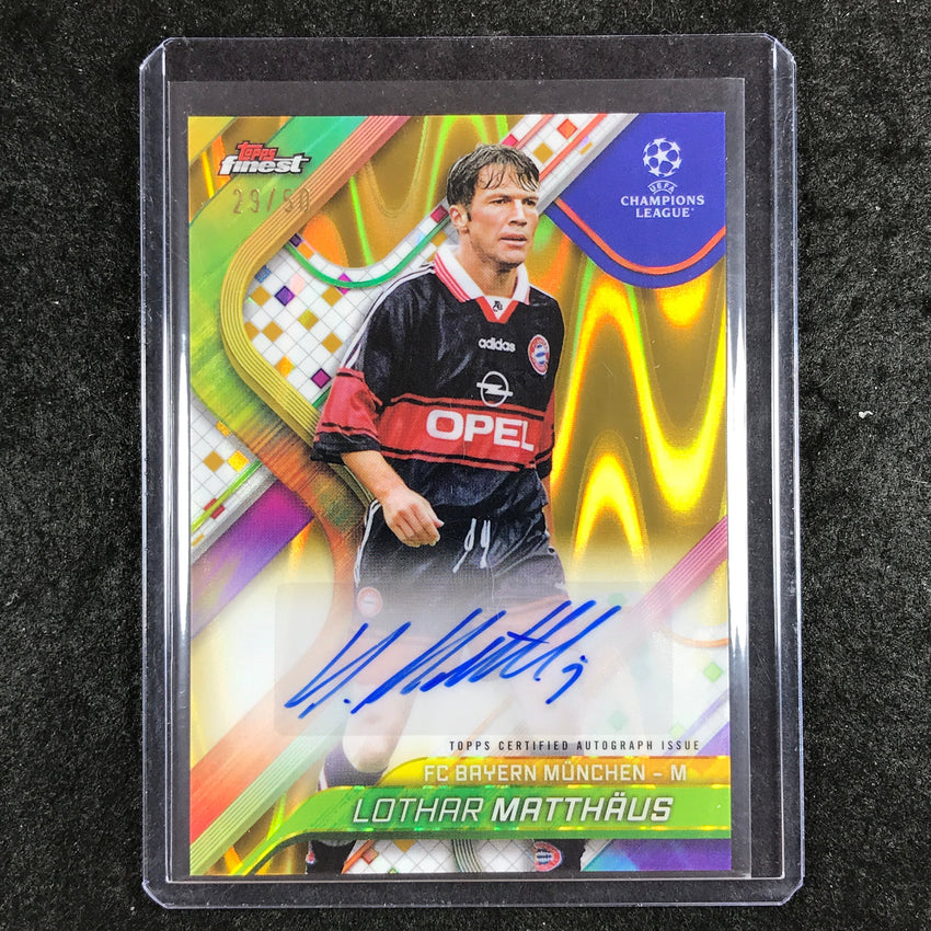 2024-25 Topps Finest UEFA Club Comp LOTHAR MATTHAUS Base Auto Gold Wave 29/50