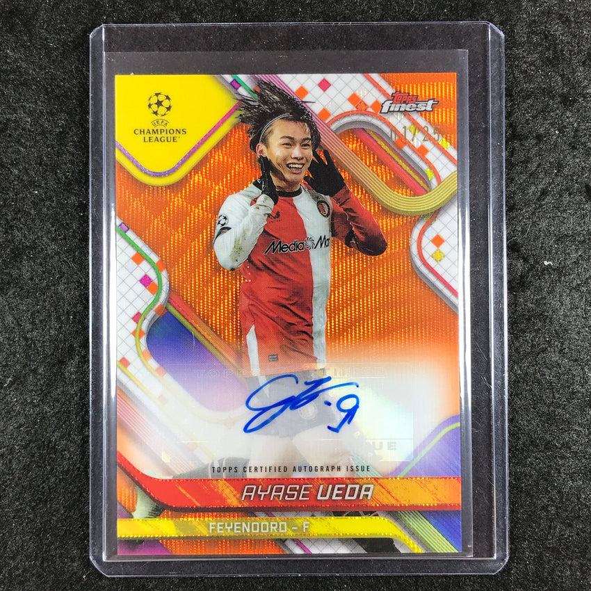 2024-25 Topps Finest UEFA Club Comp AYASE UEDA Base Auto Orange Wave 1/25