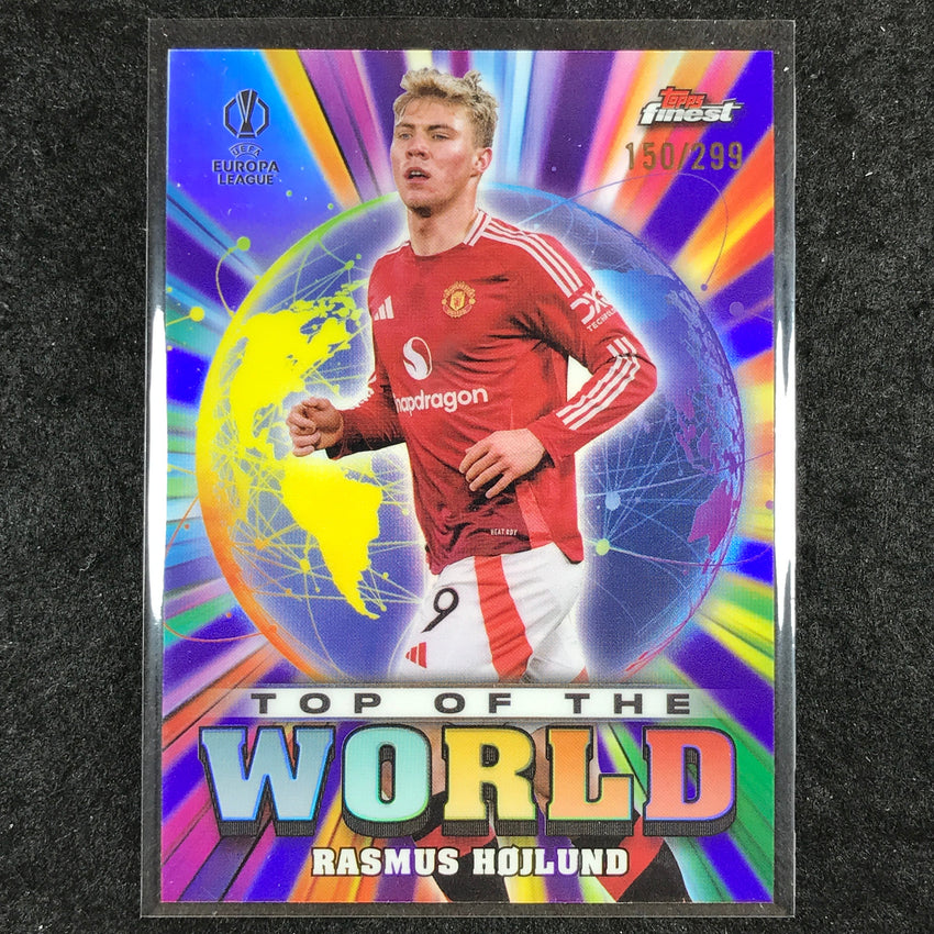 2024-25 Finest UEFA Club Comp RASMUS HOJLUND Top of the World Purple /299 #5