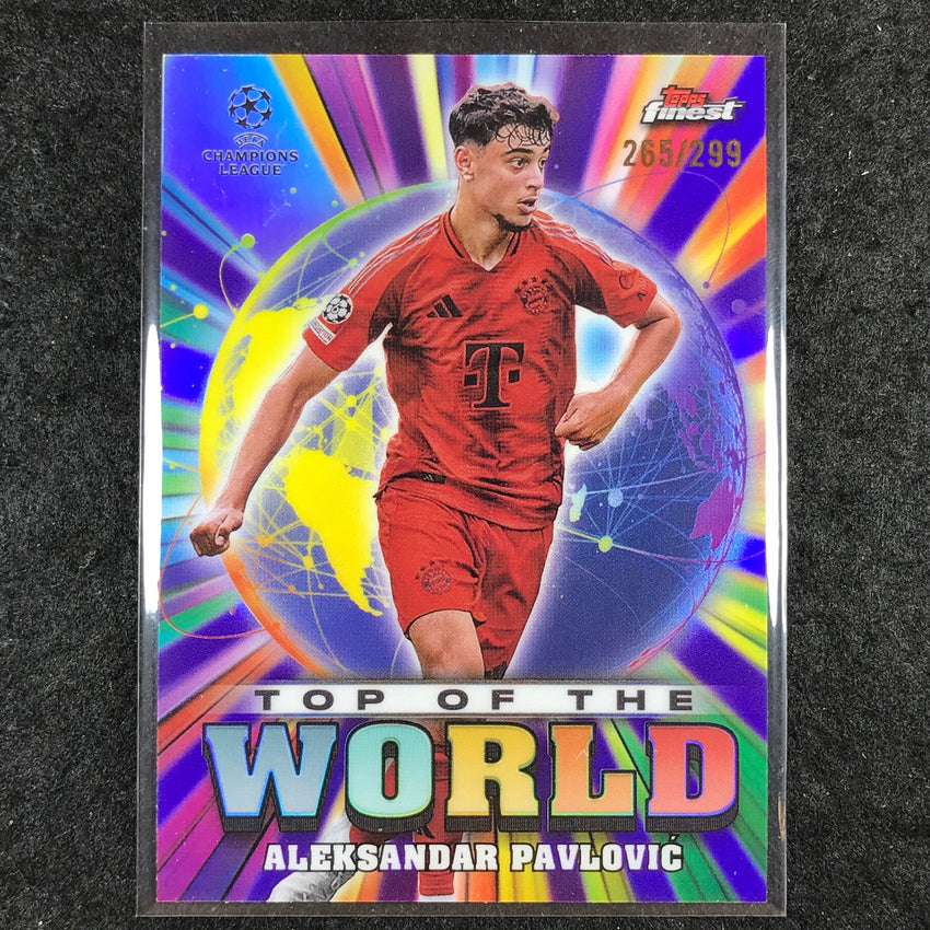 2024-25 Finest UEFA Club Comp ALEKSANDAR PAVLOVIC Top of the World Purple /299