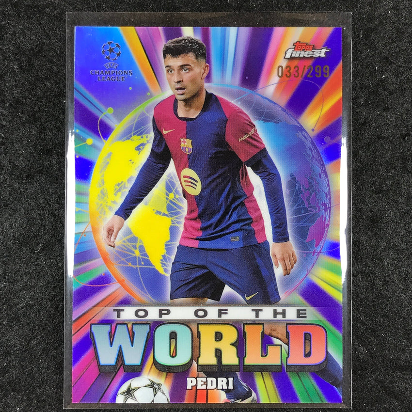 2024-25 Topps Finest UEFA Club Comp PEDRI Top of the World Purple /299 #29