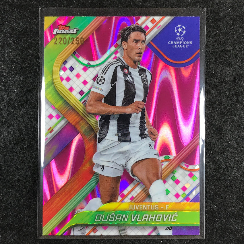 2024-25 Topps Finest UEFA Club Comp DUSAN VLAHOVIC Pink RayWave /250 #6
