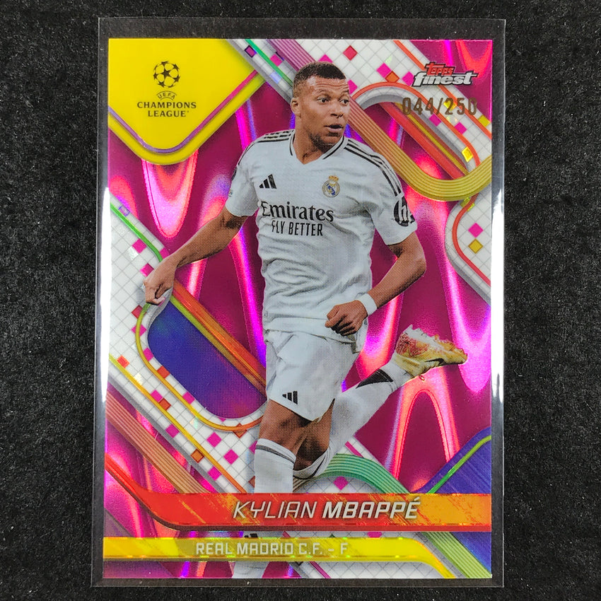 2024-25 Topps Finest UEFA Club Comp KYLIAN MBAPPE Pink RayWave /250 #9