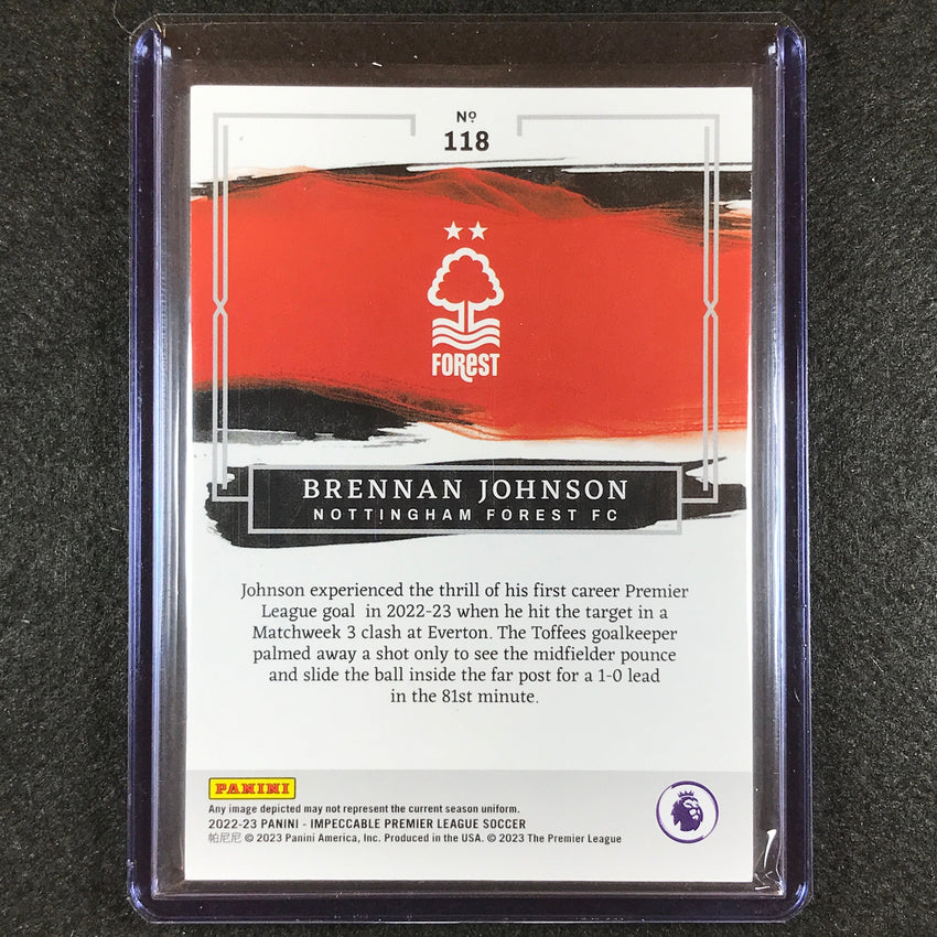 2022-23 Impeccable Epl Brennan Johnson Rookie Base Holo Gold 10/10