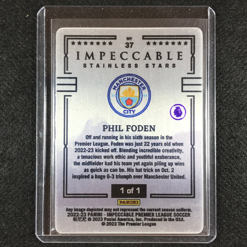 2022-23 Impeccable Epl Phil Foden Stainless Stars Metal Black 1/1