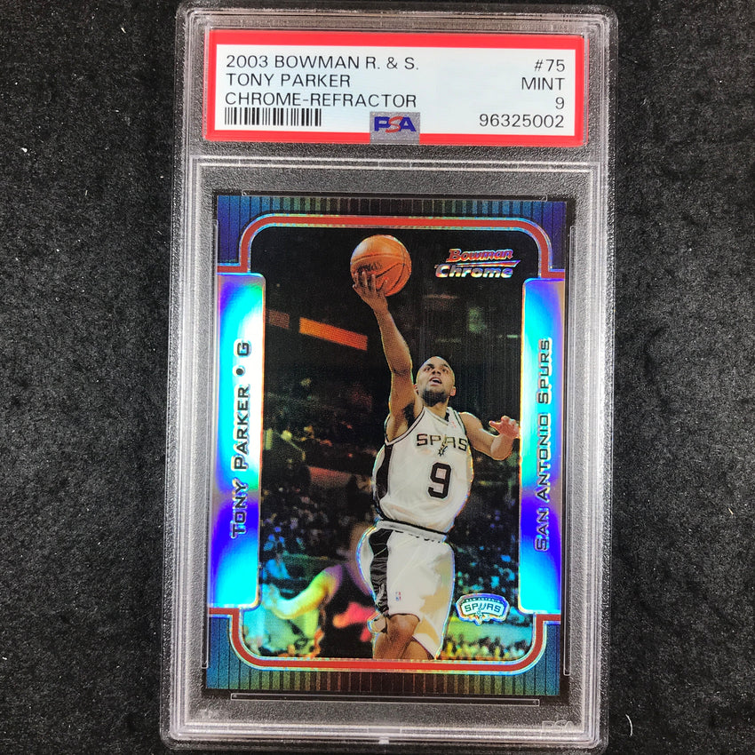 2003 Bowman Rookies & Stars TONY PARKER Chrome Refractor 160/300 #75 PSA 9 (002)