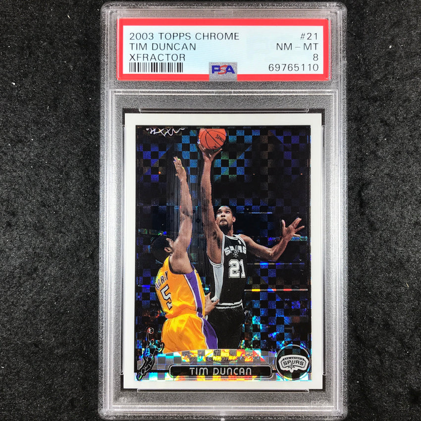 2003 Topps Chrome TIM DUNCAN Xfractor 200/220 #21 PSA 8 (110)