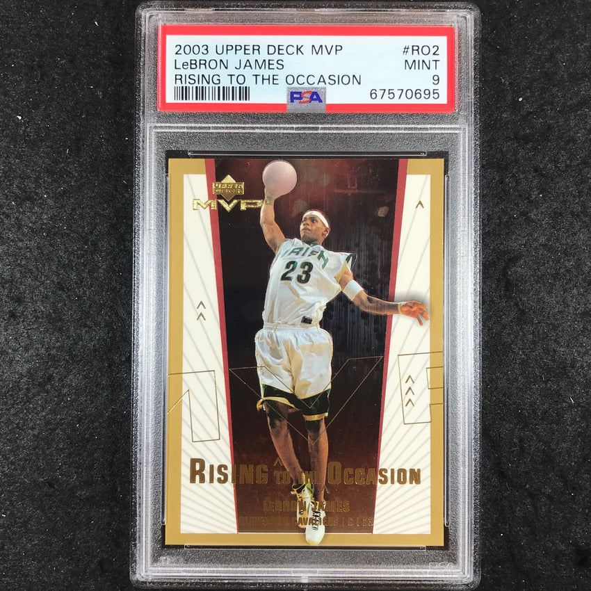 2003 Upper Deck MVP LEBRON JAMES Rookie Rising to the Occasion #RO2 PSA 9 (695)