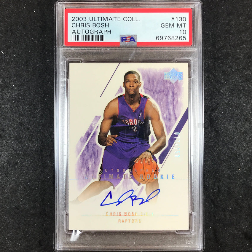 2003 Ultimate Collection CHRIS BOSH Rookie Autograph 77/250 PSA 10 (265)