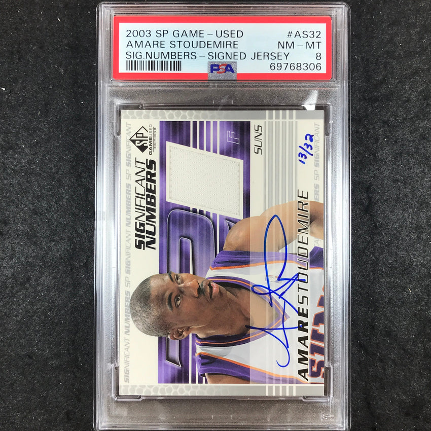2003 SP Game-Used AMARE STOUDEMIRE Significant Numbers Jersey Auto 13/32 PSA 8