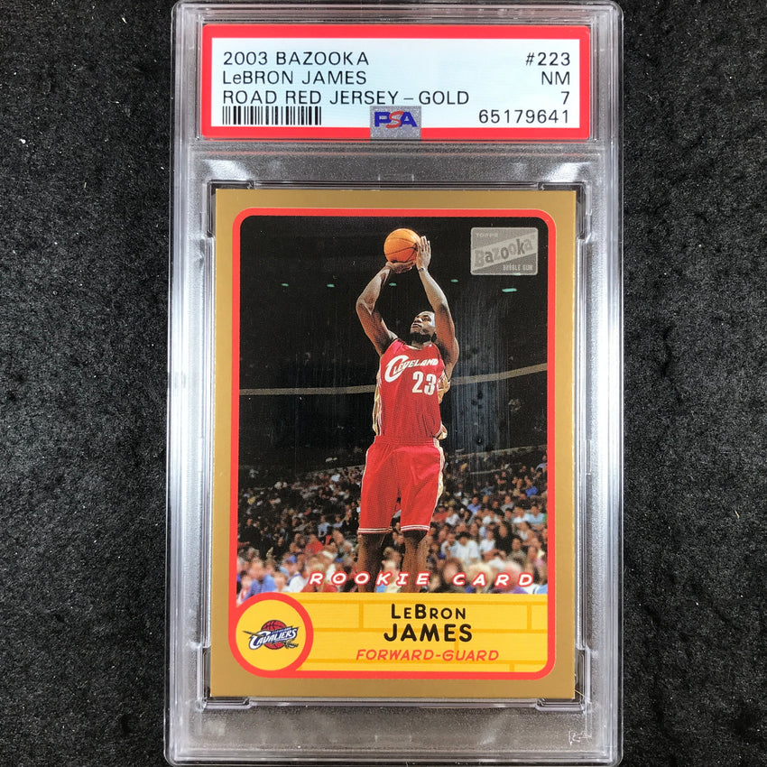 2003 Bazooka LEBRON JAMES Rookie Road Red Jersey Gold #223 PSA 7 (641)