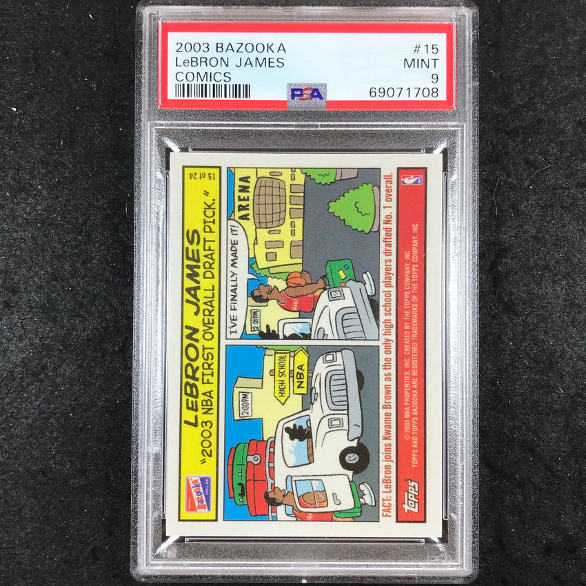 2003 Bazooka LEBRON JAMES Rookie Comics #15 PSA 9 (708)
