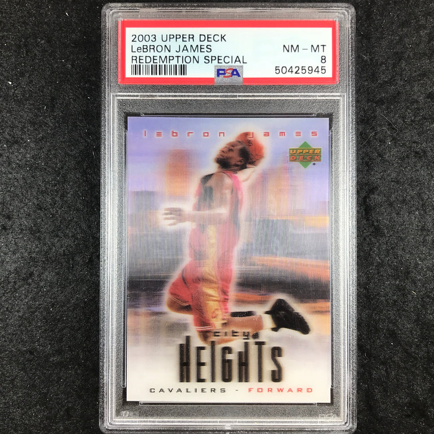 2003 Upper Deck LEBRON JAMES Rookie Redemption Special City Heights PSA 8 (945)