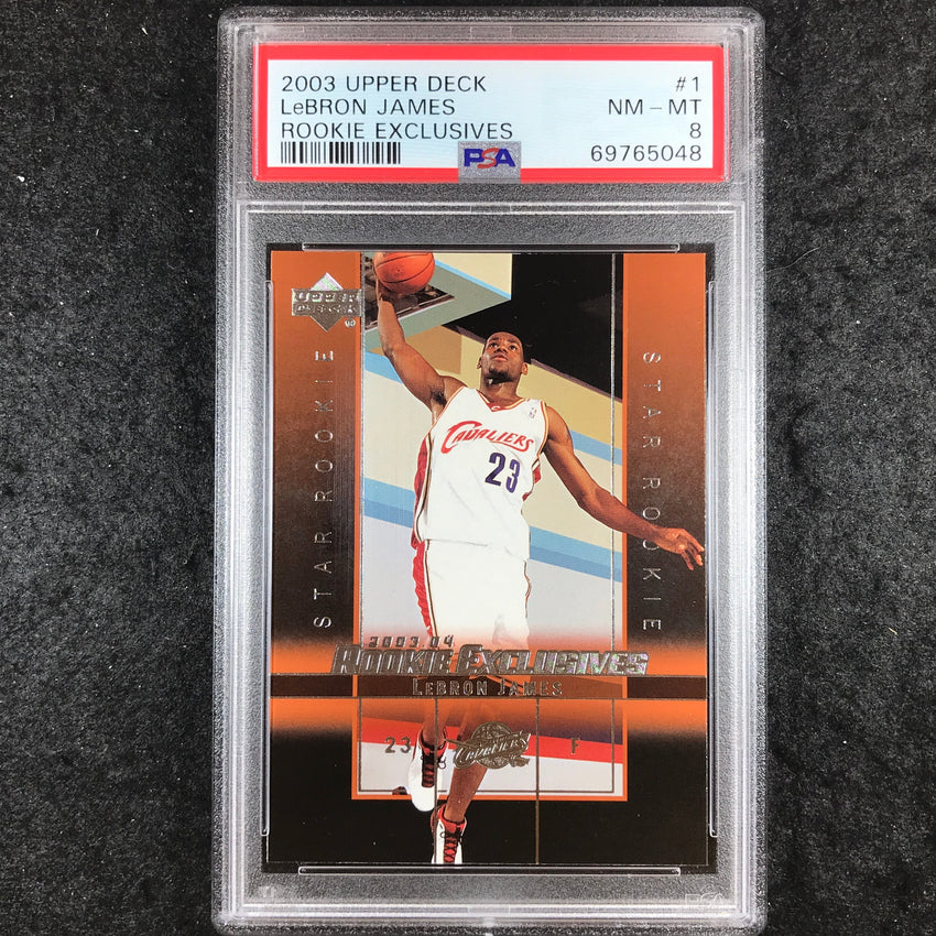 2003 Upper Deck LEBRON JAMES Rookie Exclusives #1 PSA 8 (048)