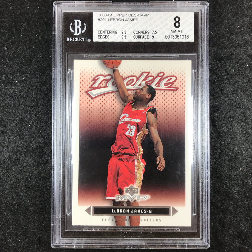 2003-04 Upper Deck MVP LEBRON JAMES Rookie #201 BGS 8 (018)