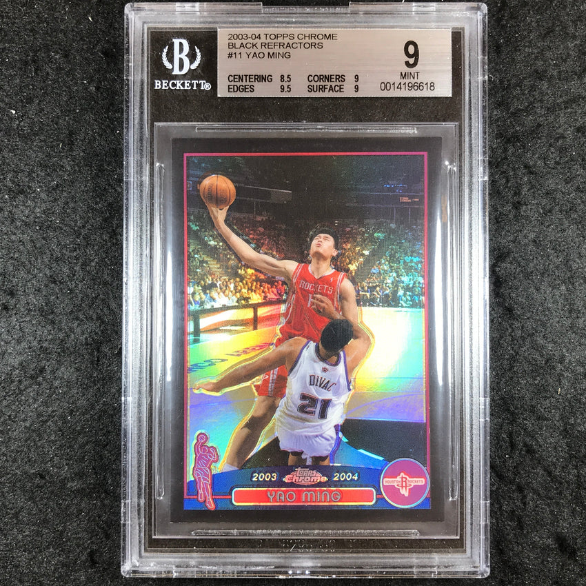 2003-04 Topps Chrome YAO MING Black Refractors 323/500 #11 BGS 9 (618)