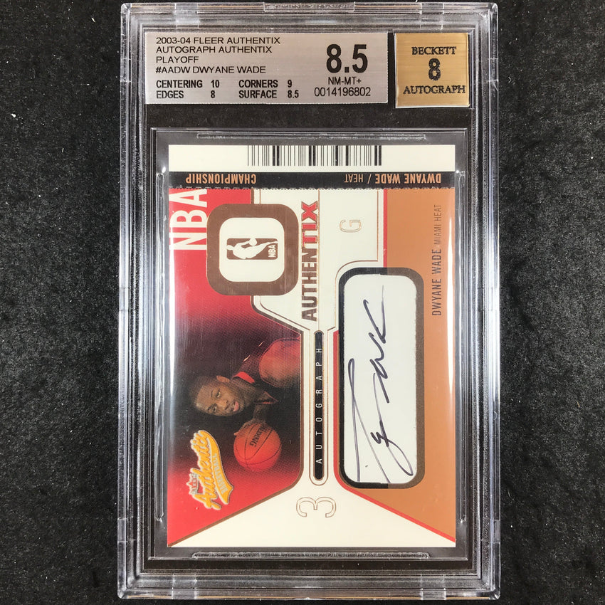 2003-04 Fleer Authentix DWYANE WADE Playoff Rookie Auto 38/50 BGS 8.5/8 (802)