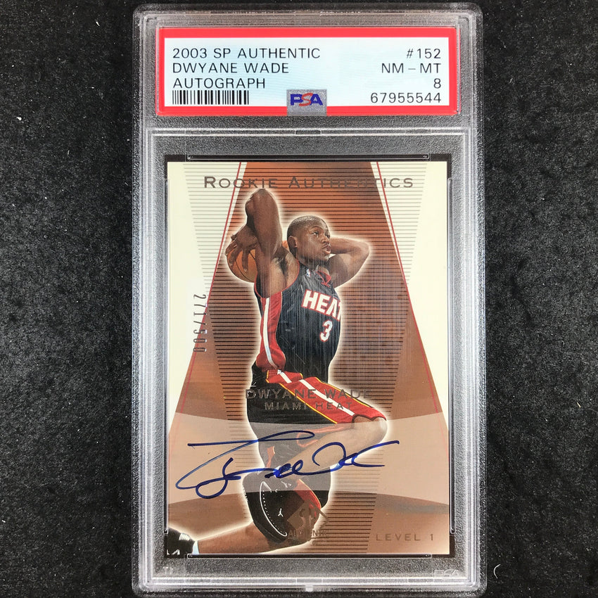 2003 SP Authentic DWYANE WADE Rookie Autograph 271/500 #152 PSA 8 (544)