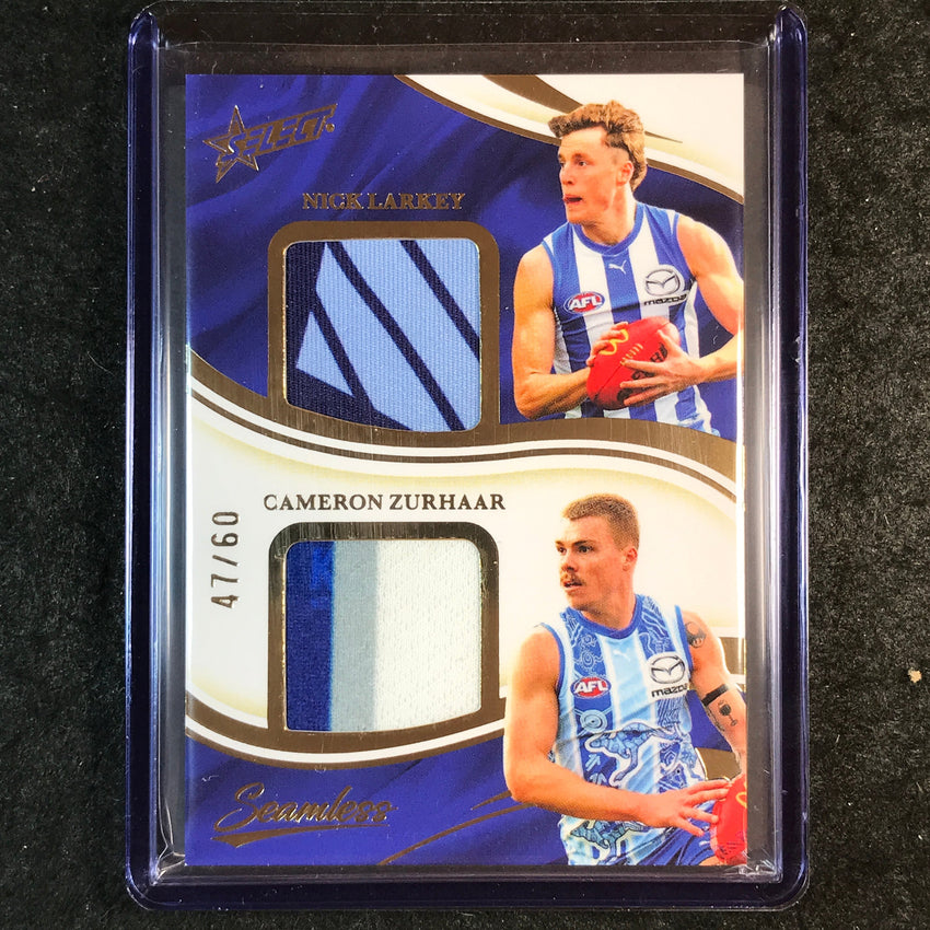 2025 Select AFL Seamless NICK LARKEY CAMERON ZURHAAR Dual Patch 47/60 #34